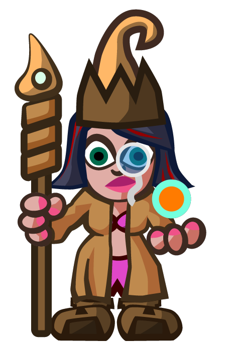 Wizard wearing a complete tier-three equipment set with a brown coat and tall curled hat
