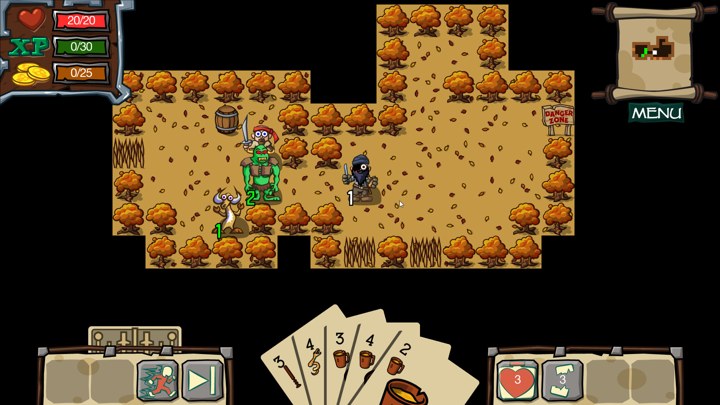 A hero encounters monsters among orange rocks in a dungeon